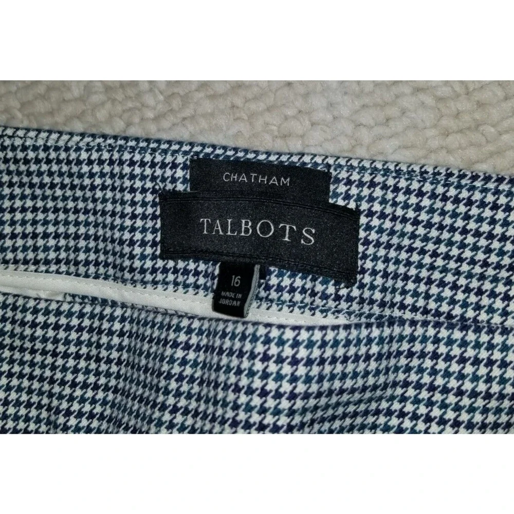 Womens Pants-TALBOTS-off-white/blue houndstooth 